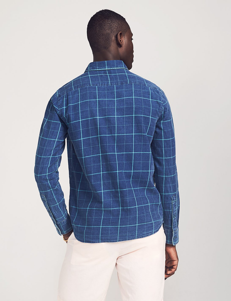 Faherty | Slim Fit Indigo Windowpane Shirt